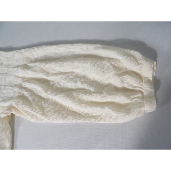Frye & Co Top Shirt 1X White Gauzy Boho Peasant Ruffle Balloon Sleeve - Picture 6 of 12